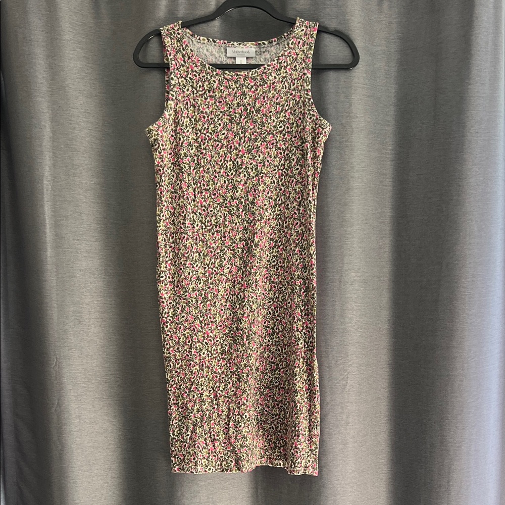 Maternity Pink & Green Floral Midi Tank Dress